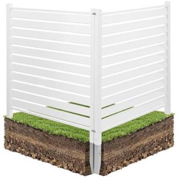 VEVOR 48 x 48 Vinyl Privacy Fence Panels with Metal Stakes for Soft Ground, Air Conditioner and Trash Can Screen, Outdoor Privacy Solution