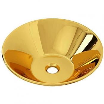vidaXL Lavabo Sanitario Baño Servicio Casa Fregadero Piezas de Fontanería Bricolaje Instalación Decoración Aseo Grifería 42x14 cm Cerámica Dorado