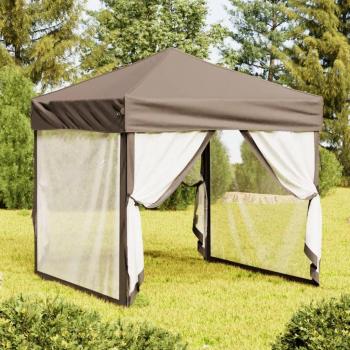 Carpa para fiestas plegable con paredes 2x2 m color gris taupé