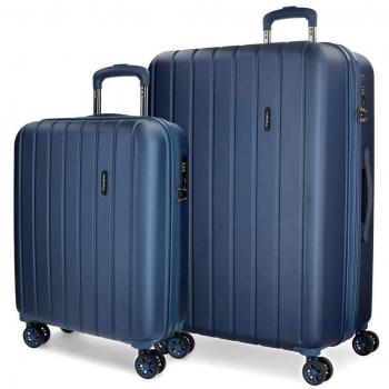 Movom Wood Juego de maletas Azul 55/70 cms Rígida ABS Cierre TSA 119L 4 Ruedas dobles Equipaje de Mano