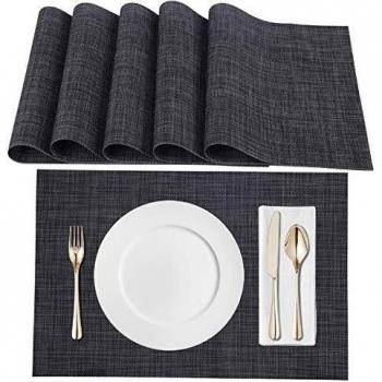 Amazon Brand – Eono 6 Manteles Individuales de PVC Antideslizantes, Repelen la Suciedad y Lavables, Respetuosas con el Medio Ambiente