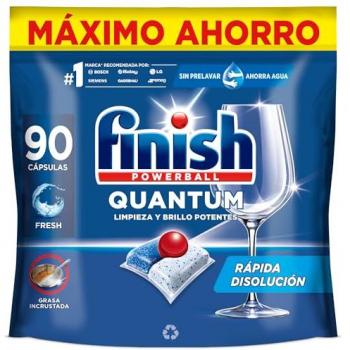Pastillas para Lavavajillas Finish Powerball Quantum Todo en 1, Limpieza Profunda y Brillo Superior, 90 Uds