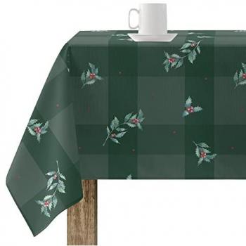 Mantel Navidad 140x140 cm 100% algodón resinado Antimanchas (Tacto no plastificado) Modelo Green Christmas 1
