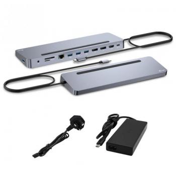 i-tec USB-C Metal Ergonomic 3x 4K Display Docking Station with Power Delivery 100 W + Universal Charger 100 W