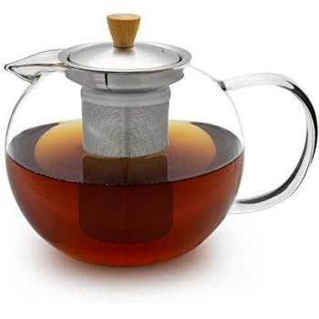 Tetera Klarstein Sencha 1,3 L con filtro de acero inoxidable y tapa de vidrio borosilicato