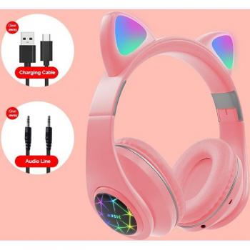 Auriculares M2 Orejas de Gato Luminosos Inalámbricos Bluetooth con Micrófono Manos Libres para Niños