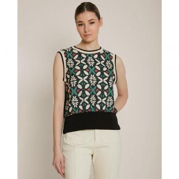 Trucco - Top de mujer sin mangas con estampado floral y detalle fruncido en el bajo