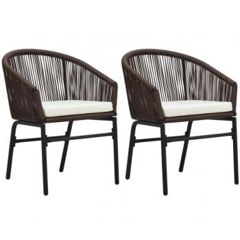 Sillas de jardín 2 unidades ratán sintético marrón PE Rattan