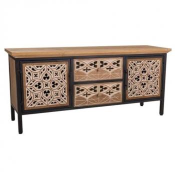 Aparador de madera marrón 120x35x54h cm de estilo Artesanal WANDERLUST DECO (no viene montado)