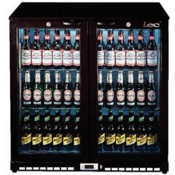 Lec comercial 444443196 doble puerta trasera Bar enfriador de botellas con bisagras, 225 L, Negro