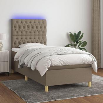 Cama box spring suave con colchón y luces LED gris taupe 80x200 cm vidaXL Tortoria