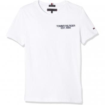 Tommy Hilfiger Essential Class. Graphic tee S/s, Camiseta para Niños, Blanco