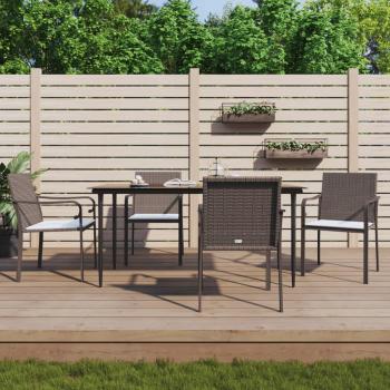 Sillas de jardín con almohadas 4 piezas marrón 56x59x84cm Polyrattan