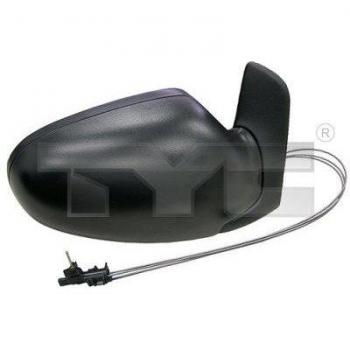 Espejo retrovisor TYC 310-0163 con carcasa negra, ajuste manual, diseño aerodinámico y cristal convexo para mayor visibilidad