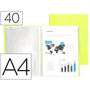 Carpeta Liderpapel escaparate 40 fundas polipropileno DIN A4 amarillo fluor opaco
