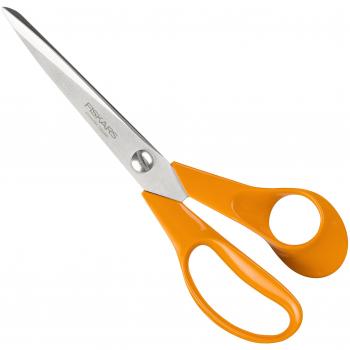 Fiskars Tijeras de Uso General para Diestros, Longitud 21 cm, Acero/Plástico, Classic, Naranja, 1000815