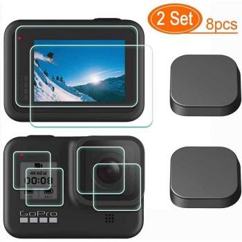 Protector de Pantalla de Vidrio Templado para GoPro Hero 8 - Película de Protección de Lente Negra y Accesorios para Cámara de Acción