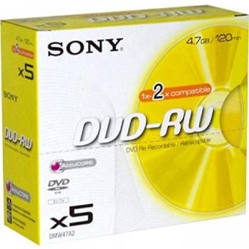Sony 5DPW120A  - Disco Dvd+rw Sony 4.7gb /ds 5, pack de 5
