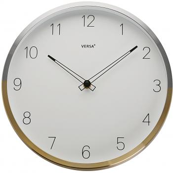 Versa 18560380 Reloj de pared de Cocina Oro/Plata, Ø30cm diámetreo, Aluminio