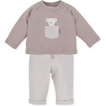 Tutto Piccolo - Conjunto sin pie de bebé niño topo suave elástico en cintura, dos piezas en color topo