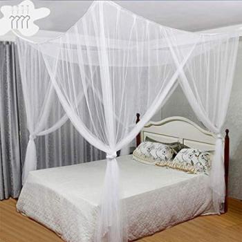 Digead Mosquitera Cama , Universal Mosquitera para Cama - Cama Infantil /Mosquitera Cama Grande , Mosquitera de 4 puertas - Apto para la mayoría de los tipos de cama - Blanco