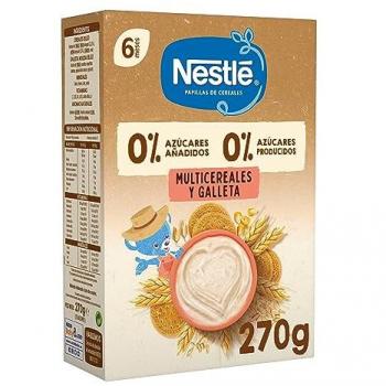 Papilla Multicereales y Galleta 0% Azúcar Añadido Nestlé, 270g (Pack de 6)