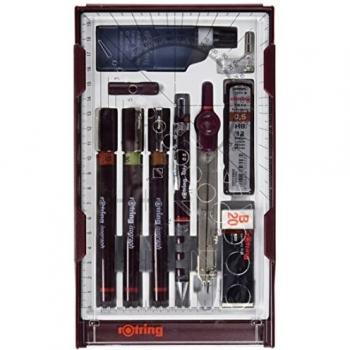 Set de Dibujo Técnico rOtring Master: 3 Plumas Isograph (0.1, 0.3, 0.5 mm) + Portaminas (0.5 mm) + 12 Minas HB + G