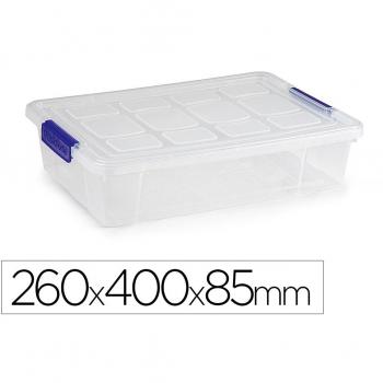 Contenedor plástico Plasticforte 5 litros N° 30 transparente con tapa, dimensiones 260x400x85 mm