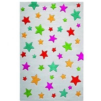 wecon Home Smart Kids Niños alfombra simple Stars SM de 3984 - 07, blanco, 130 x 190 cm