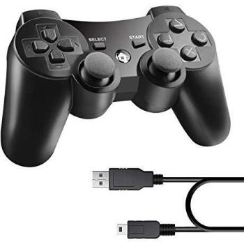 Diswoe Mando Inalámbrico para PS3 Controller Bluetooth con Función SIXAXIS y Doble Vibración, Wireless Rechargable Bluetooth Gamepad Remote Joystick Controller Gamepad para Sony PS3 Playstation 3