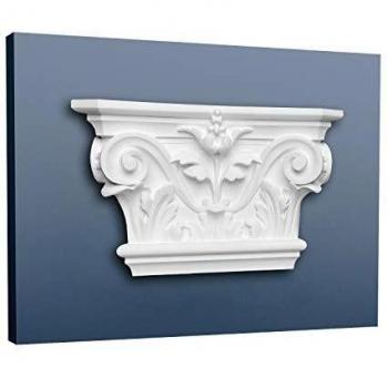Capitel Corintio K201 de Estuco Orac Decor - Elemento Decorativo Ligero y Resistente con Motivo de Hoja de Acanto