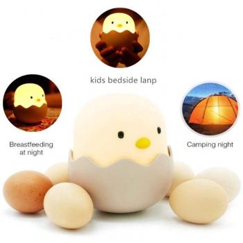 Lamparas de Animales LED Silicona Luz Chick Night Light Lindo Cartoon Portátil, USB Recargable Control