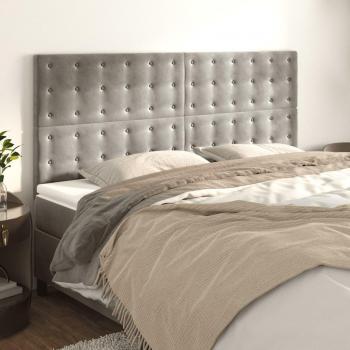 Cabeceros de terciopelo gris claro - 4 unidades - 80x5x78/88 cm