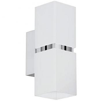Aplique de Pared Passa 2 Bombillas GU10 Cromo y Blanco, Luz Ascendente y Descendente