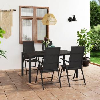 vidaXL 5 Piece Garden Dining Set Black - Outdoor dining set, includes 1 table and 4 chairs, made of weather-resistant materials, black color, suitable for patio or garden use, easy to clean and maintain
