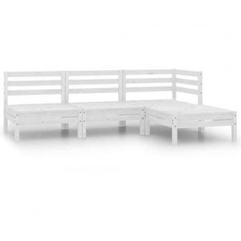 vidaXL 4 Piece Garden Lounge Set Solid Pinewood White