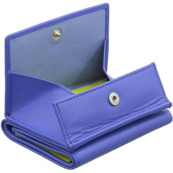 Cartera pequeña de mujer Dudu en piel de becerro napa azul con monedero, cartera para hombre pequeña en cuero, diseño compacto con titulares de billetes y tarjetas