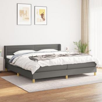 Cama Box Spring con Colchón de Muelles Gris Oscuro 200x200 cm Tela