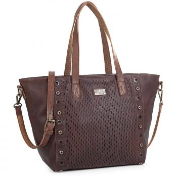 Lois - 96381 Bolso Tipo Shopping. con Doble asa y Bandolera Ajustable. Cierre con Cremallera. Bolsillo detrás Cremallera. Piel sintética Polipiel, Color Marron