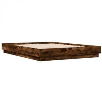 Cama solar con luces LED Roble Ahumado 150x200 cm