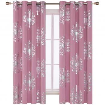 Deconovo Cortinas Opacas para Ventana de Cocina y Habitación de Niños con Aislamiento Térmico con 8 Ojales 117 x 183 cm 2 Piezas Rosa