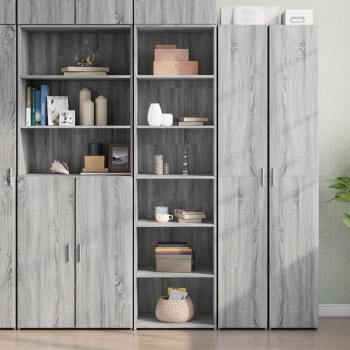 Aparador alto de madera de ingeniería gris Sonoma 50x41x185 cm, armario de almacenamiento, mueble auxiliar