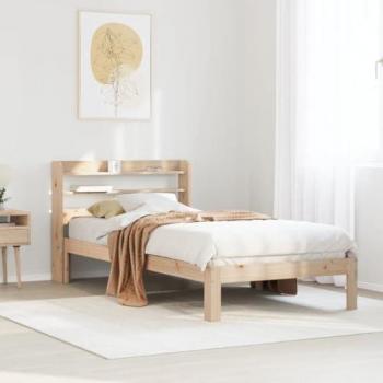 Estructura de Cama con Cabecero de Madera Maciza de Pino 90x200 cm sin Colchón