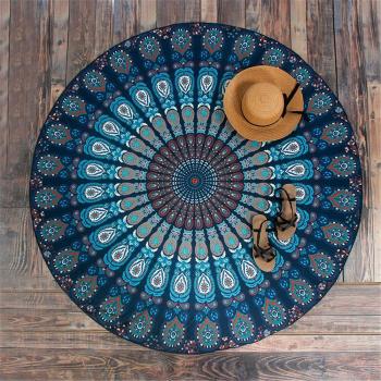 Manfâ Indian Feather Mandala Toalla De Playa PortáTil Redonda 150 Cm Resistente A La Arena SúPer Ligeray De Secado RáPido Ideal Para De Tapices