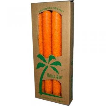 Palm wax Taper Candles, Unscented, Orange, 4 Pack, 9 in