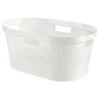 Cesta de Ropa Infinity Dots 39L, Ovalada, Blanca