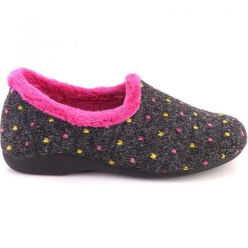 BEREVERE 3060 Zapatillas de casa de mujer gris y fucsia