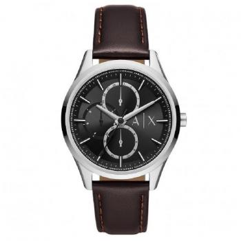 Armani Exchange Men's Multifunction Leather Strap Black Dial Quartz Watch AX1868