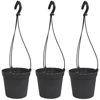 3 Macetas Cilíndricas Ø 16 cm con Ganchos de Polipropileno Antracita