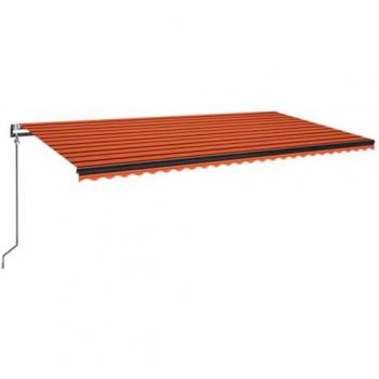 Toldo automático LED con sensor de viento 600x350 cm naranja marrón